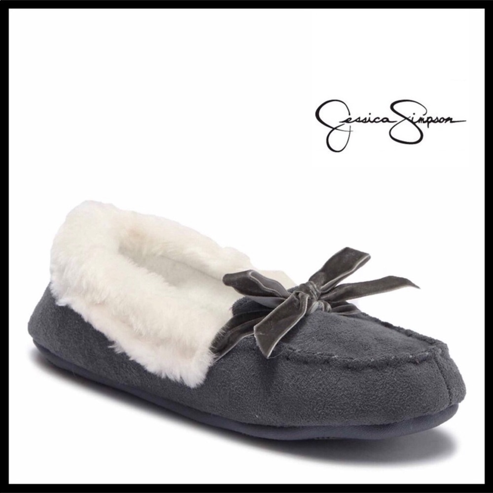 JESSICA SIMPSON FAUX SHEARLING SLIP ON COZY FLATS - Picture 1 of 6
